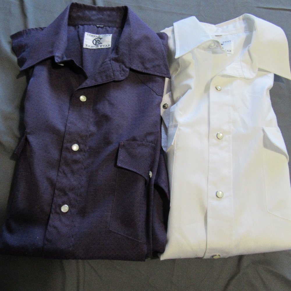 Mens Vtg Corral West Ranchwear Pearl Snap Western Shirts Sz M/L Lot of 2